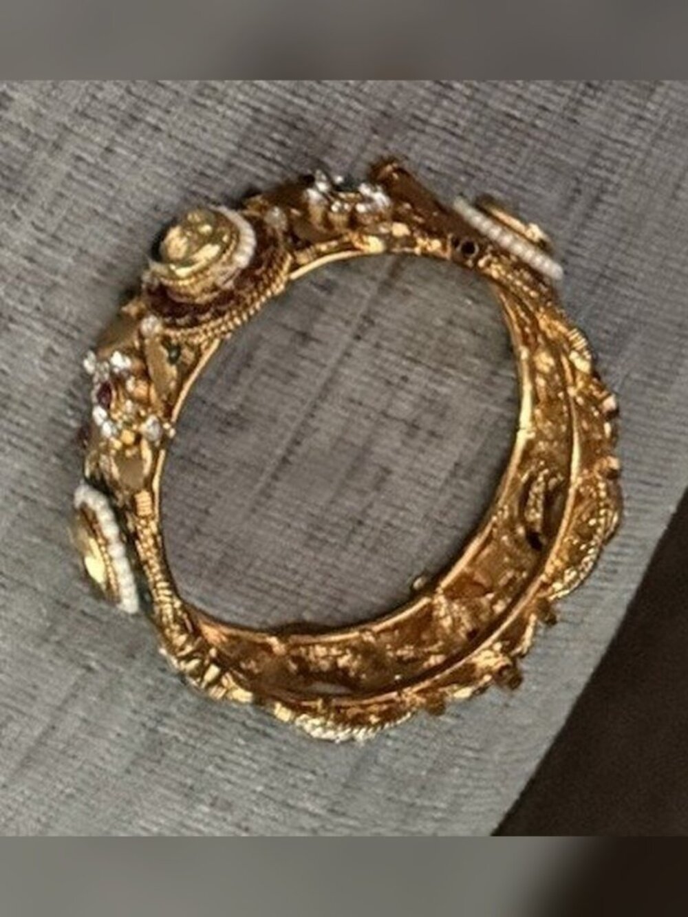 Jeweled Victorian Revival Hinged Bangle